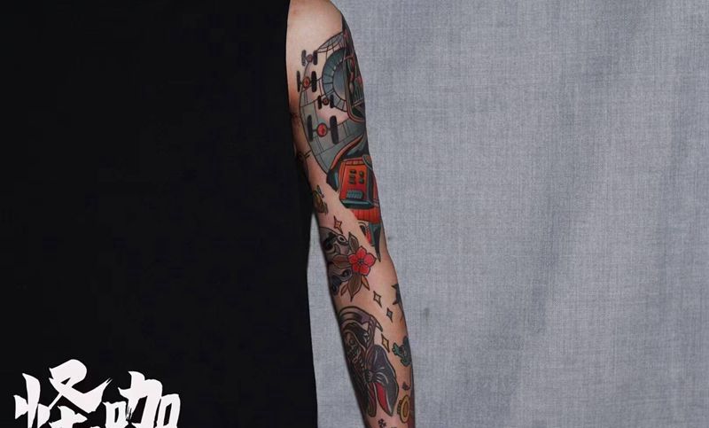 school花臂纹身图片_手臂Old School纹身图案