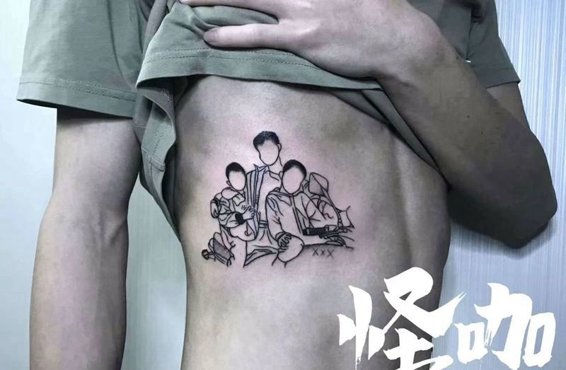 简笔画纹身图片_腰部纹身图案