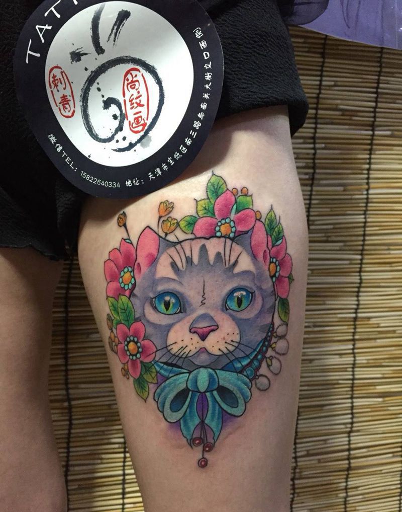 彩色系 高级灰。kt猫纹身图片_