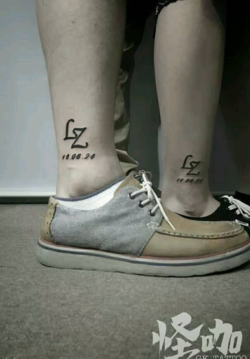 情侣纹身纹身图片_腿部脚部情侣原创成品纹身图案