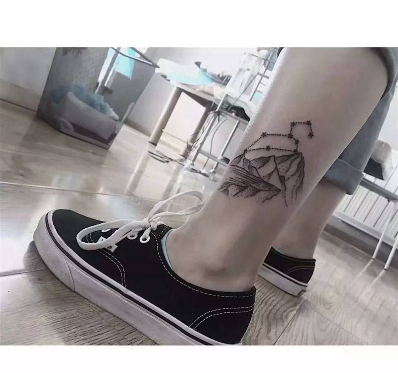 无处不风景纹身图片_成品腿部清新原创纹身图案