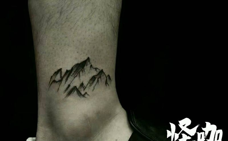 山纹身图片_腿部欧美原创成品纹身图案