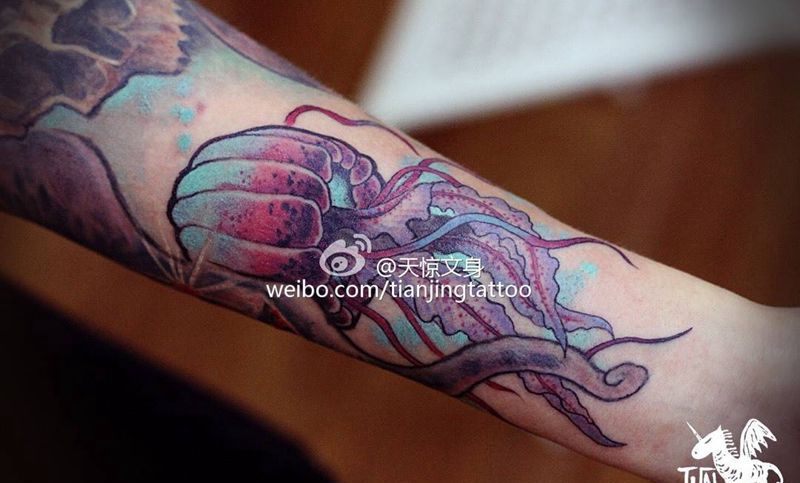 章鱼花臂纹身图片_成品手臂欧美动物原创newsku纹身图案