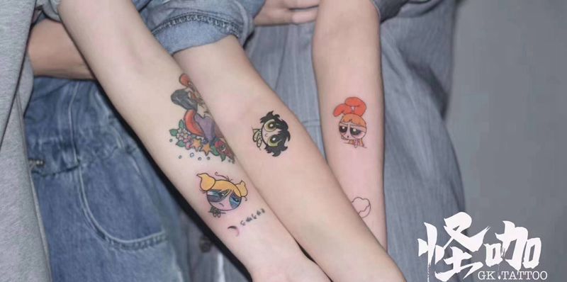 时代姐妹花纹身图片_手臂纹身图案