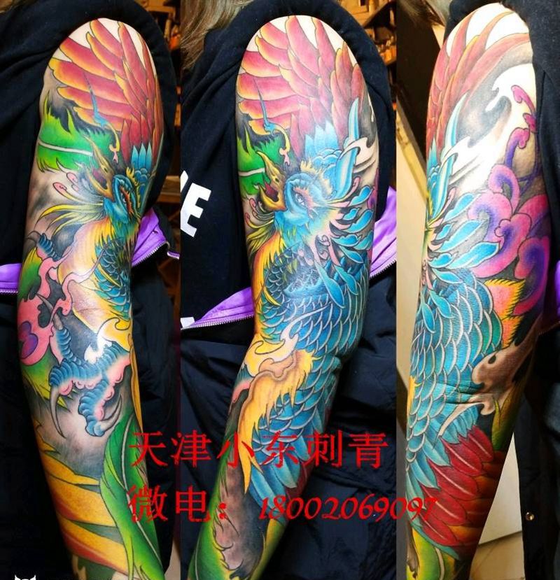 花臂凤凰纹身图片_
