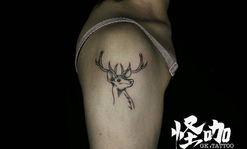 小鹿纹身图片_