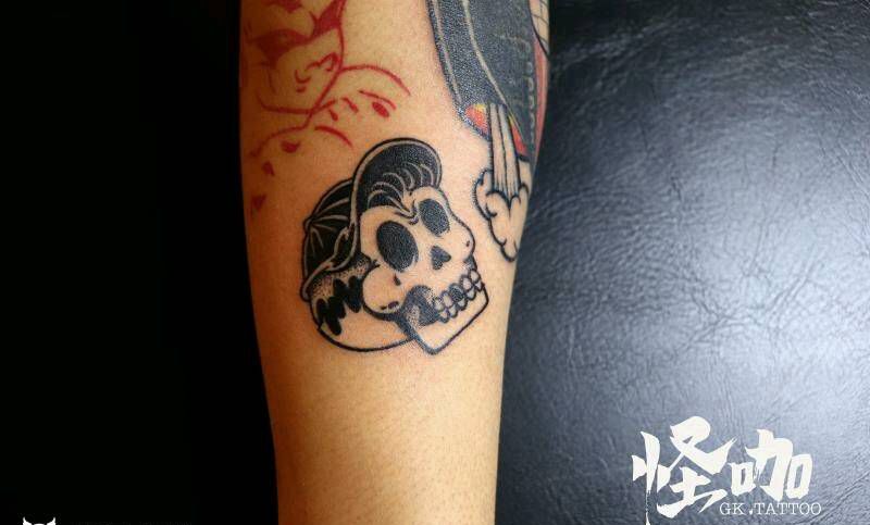 骷髅纹身图片_手臂欧美鬼神原创成品纹身图案