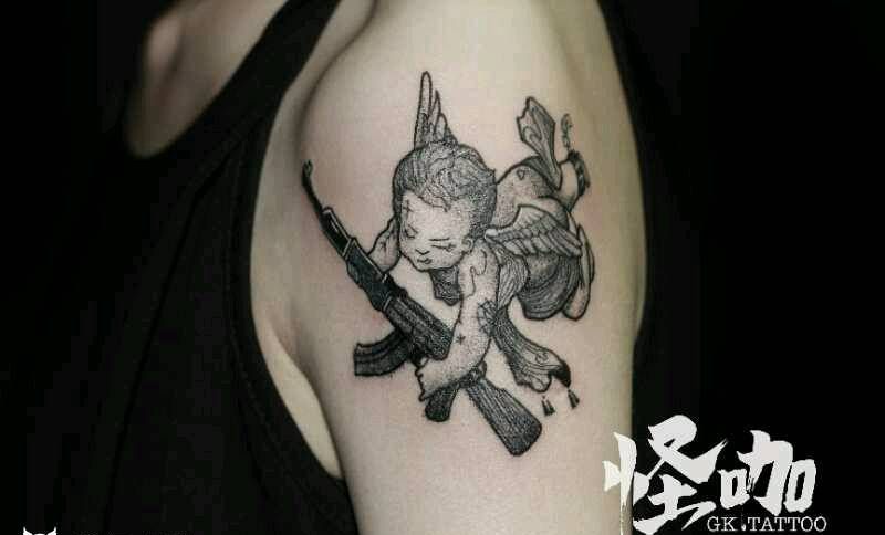 丘比特纹身图片_手臂纹身图案