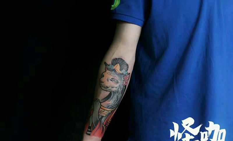 猫纹身图片_手臂欧美动物原创成品纹身图案