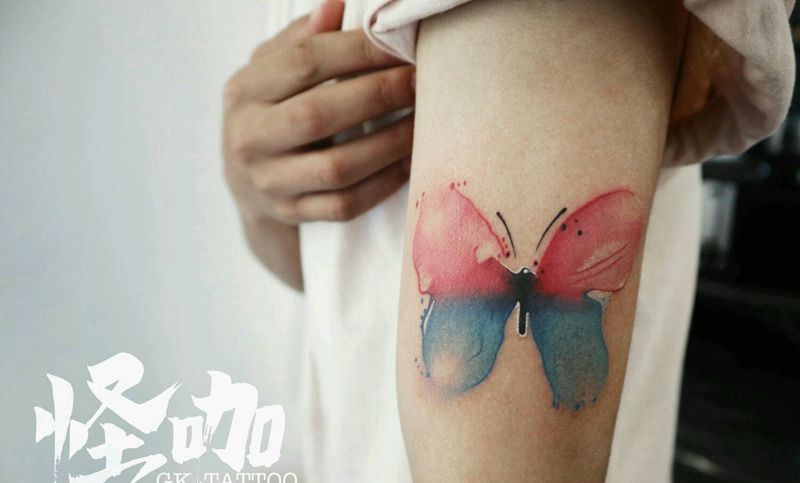蝴蝶纹身图片_水彩纹身图案