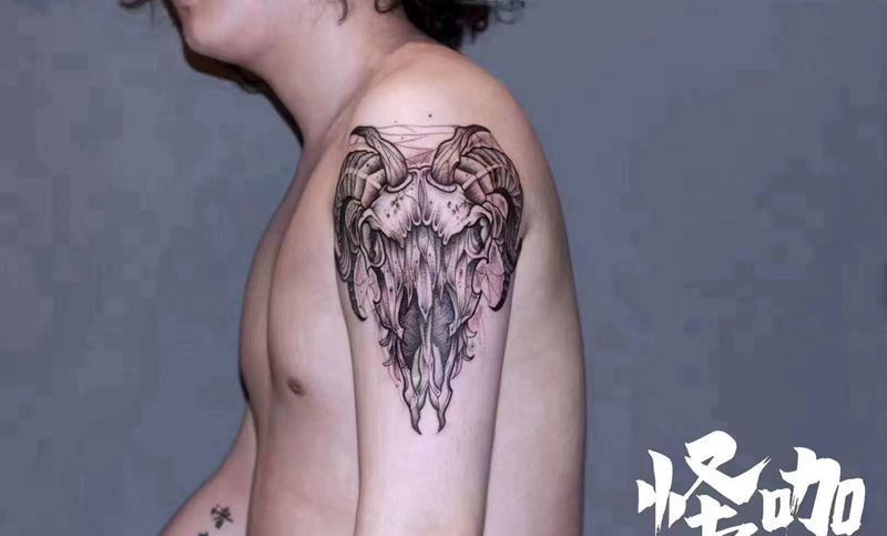 头骨纹身图片_手臂纹身图案