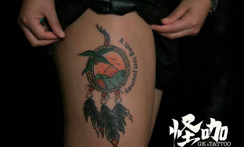 铺梦网纹身图片_腿部欧美静物原创成品纹身图案