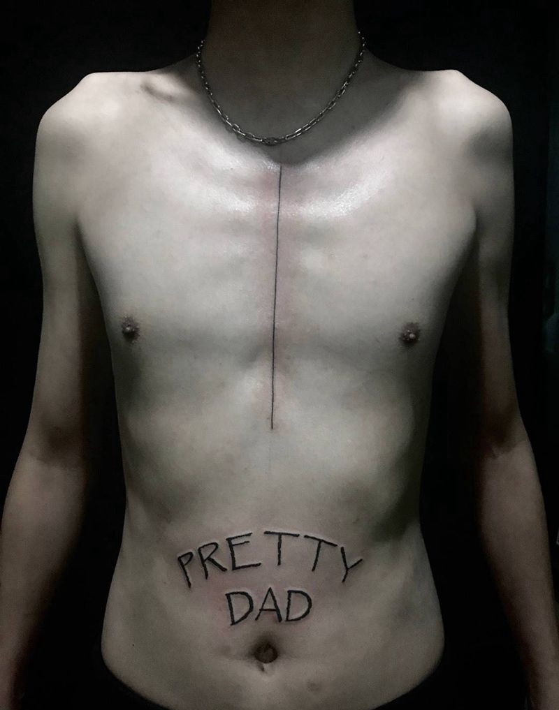 父亲纹身图片_成品手稿胸部腹部原创纹身图案