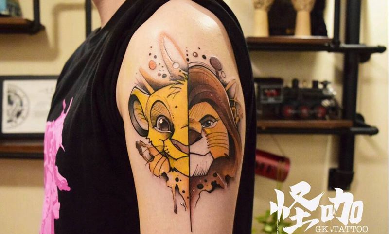 狮子王纹身图片_手臂纹身图案