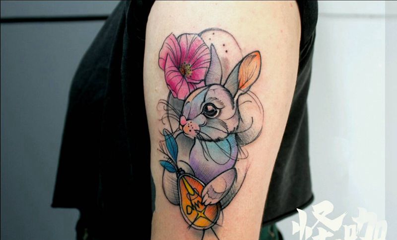 兔子纹身图片_手臂纹身图案
