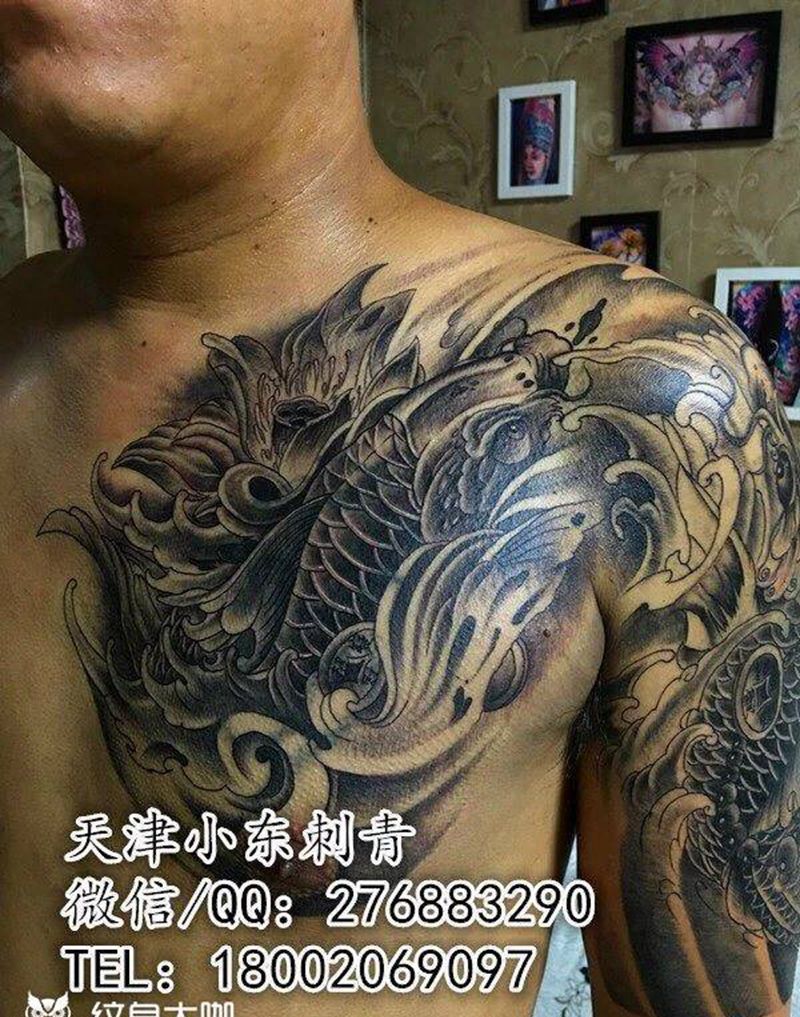 半甲鱼纹身图片_