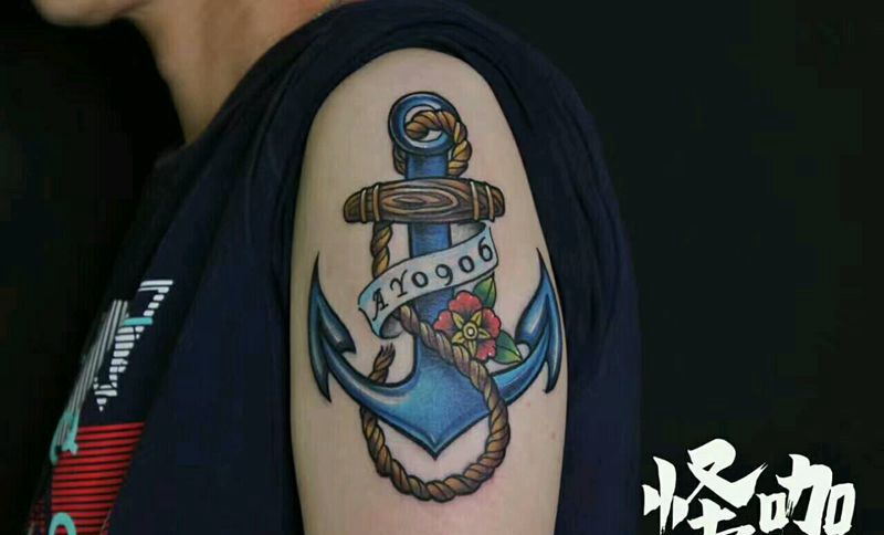 船锚纹身图片_手臂欧美静物原创成品纹身图案