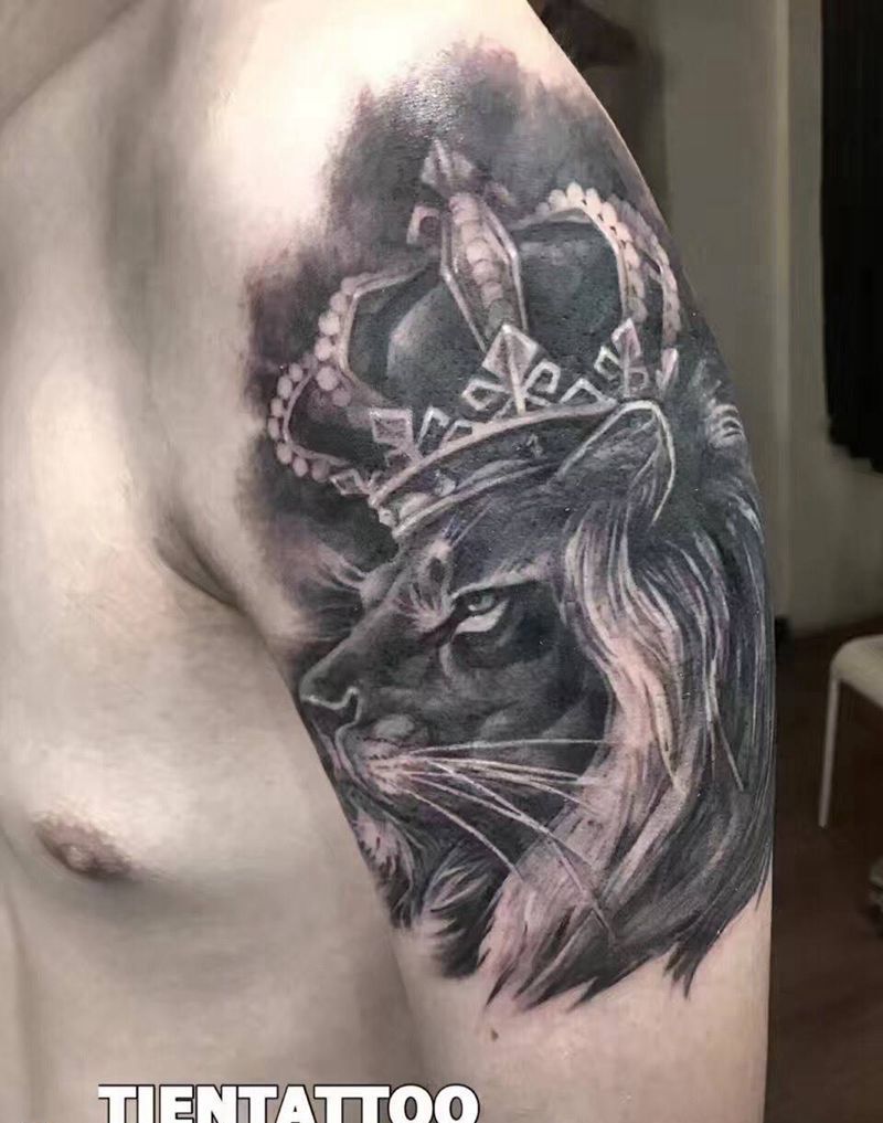 狮王之歌纹身图片_写实动物原创手臂成品纹身图案