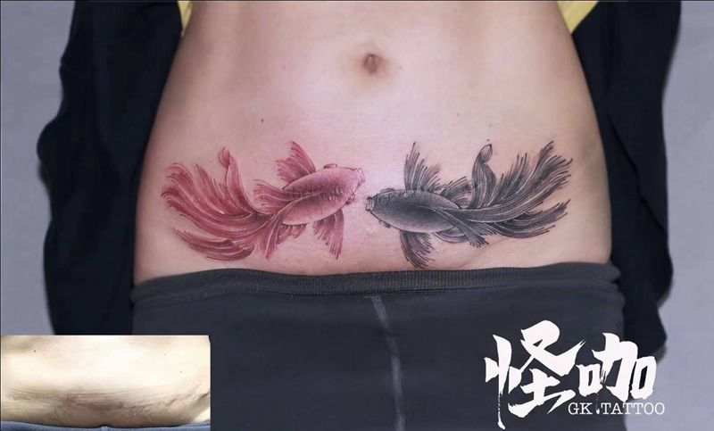 水墨鱼纹身图片_水墨纹身图案