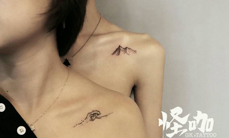 山海纹身图片_肩部纹身图案