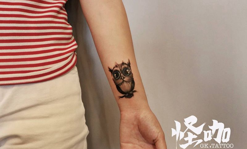 猫头鹰纹身图片_手臂纹身图案