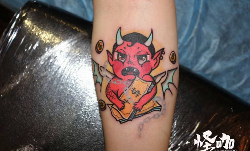 小恶魔tattoo纹身图片_手臂Old School纹身图案