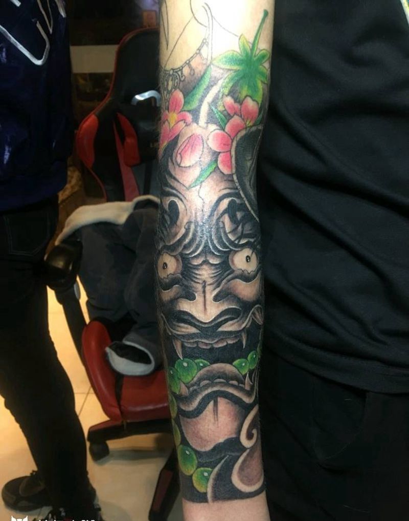 花臂纹身图片_手臂传统人物成品纹身图案