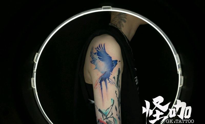 水墨纹身图片_手臂纹身图案