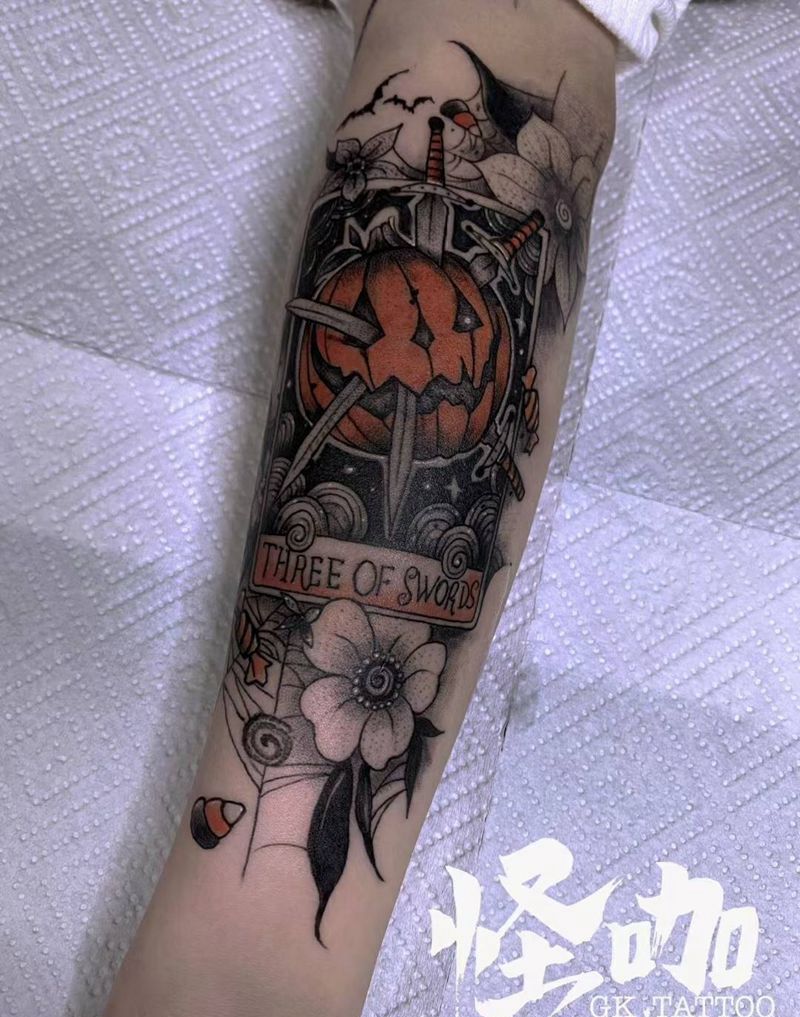 南瓜万圣节纹身图片_手臂纹身图案