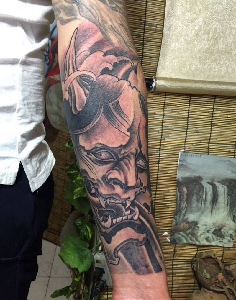 荷花般若包小臂纹身图片_