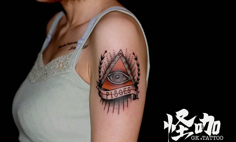 全视之眼纹身图片_手臂欧美静物原创成品纹身图案