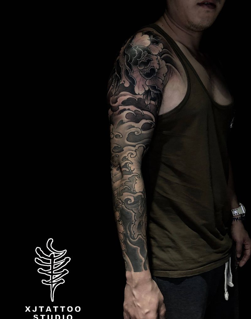 牡丹花臂纹身图片_