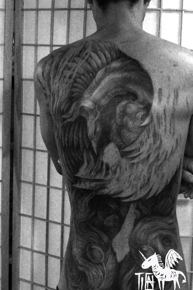 寂静纹身图片_成品背部传统写实宗教原创纹身图案