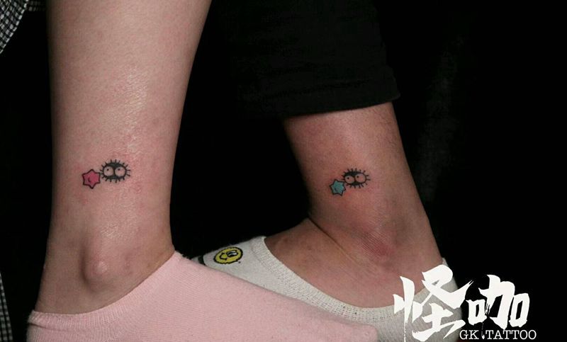 情侣作品纹身图片_腿部清新情侣原创成品纹身图案