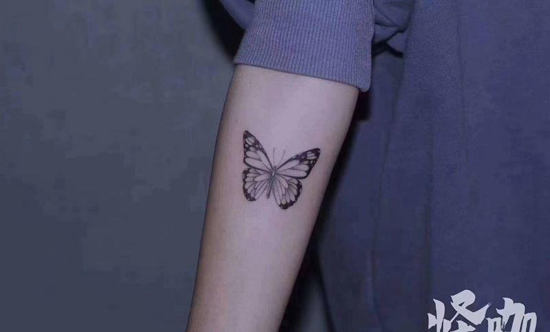蝴蝶纹身图片_手臂纹身图案