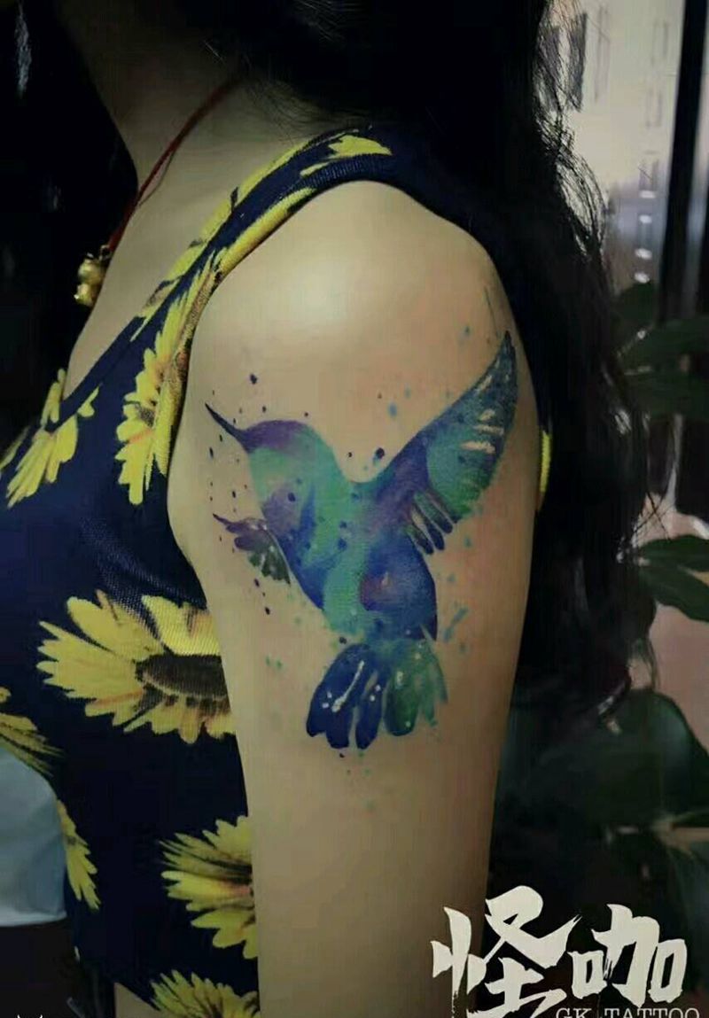 水彩纹身图片_手臂动物原创成品纹身图案