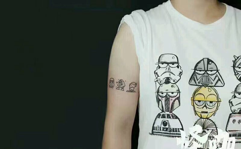 卡通臂环纹身图片_手臂欧美清新人物原创成品纹身图案