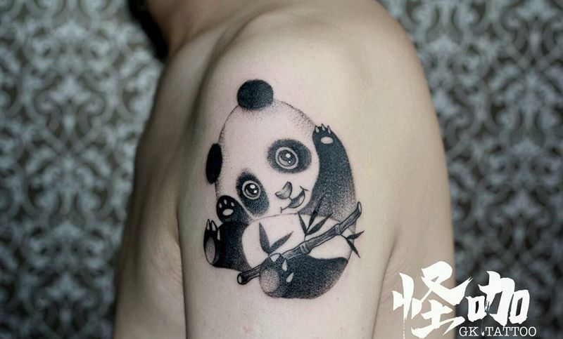 熊猫纹身图片_手臂纹身图案