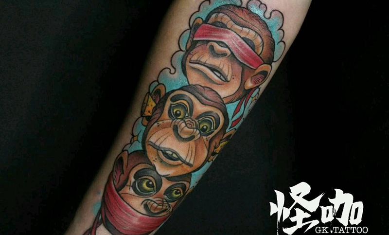 猴子纹身图片_手臂纹身图案