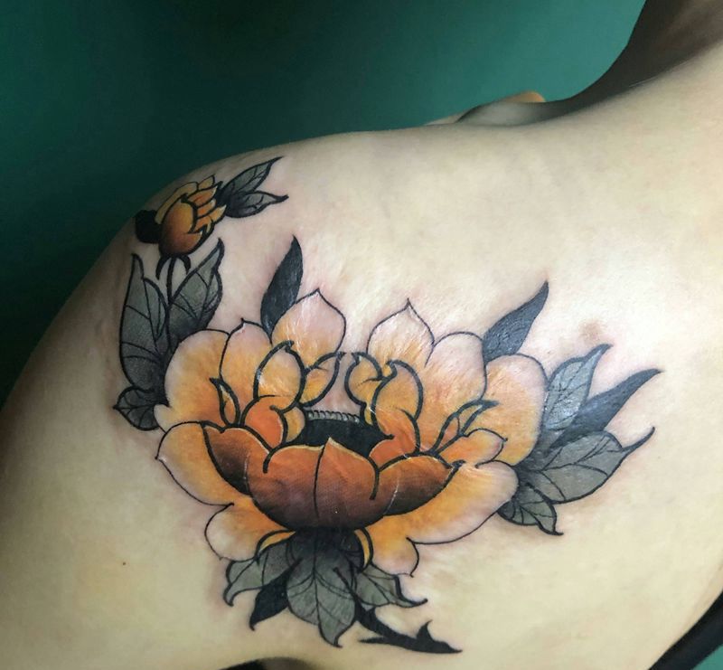 疤痕遮盖纹身图片_肩部纹身图案