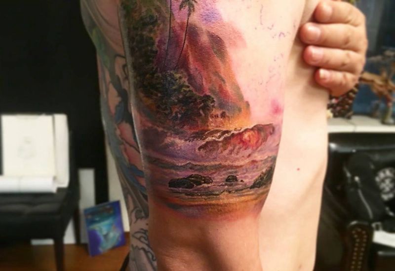 风景 未完待续纹身图片_欧美写实纹身图案