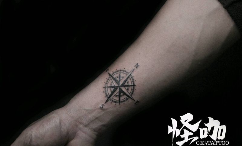 指南针纹身图片_
