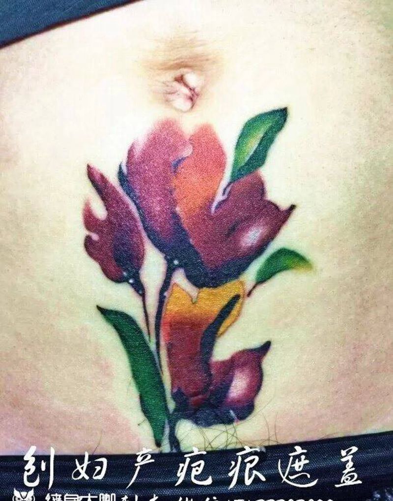 刨妇产疤痕遮盖纹身图片_