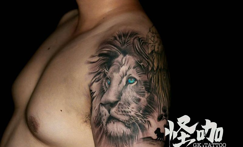 狮子纹身图片_手臂纹身图案