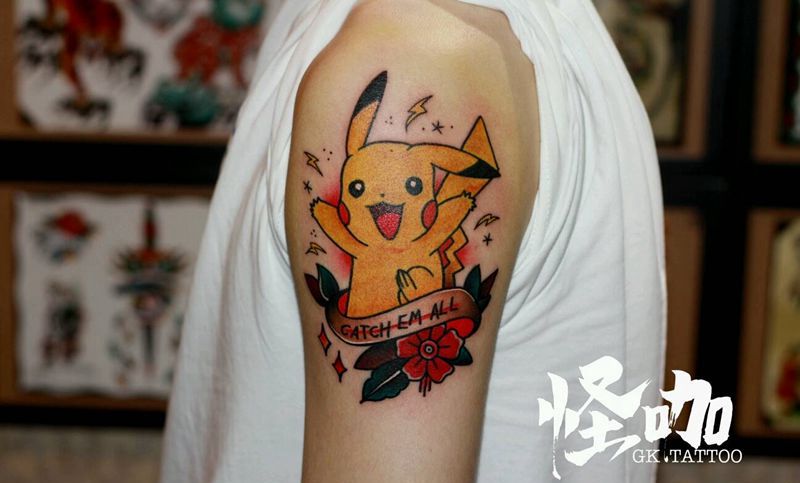 皮卡丘纹身图片_手臂纹身图案