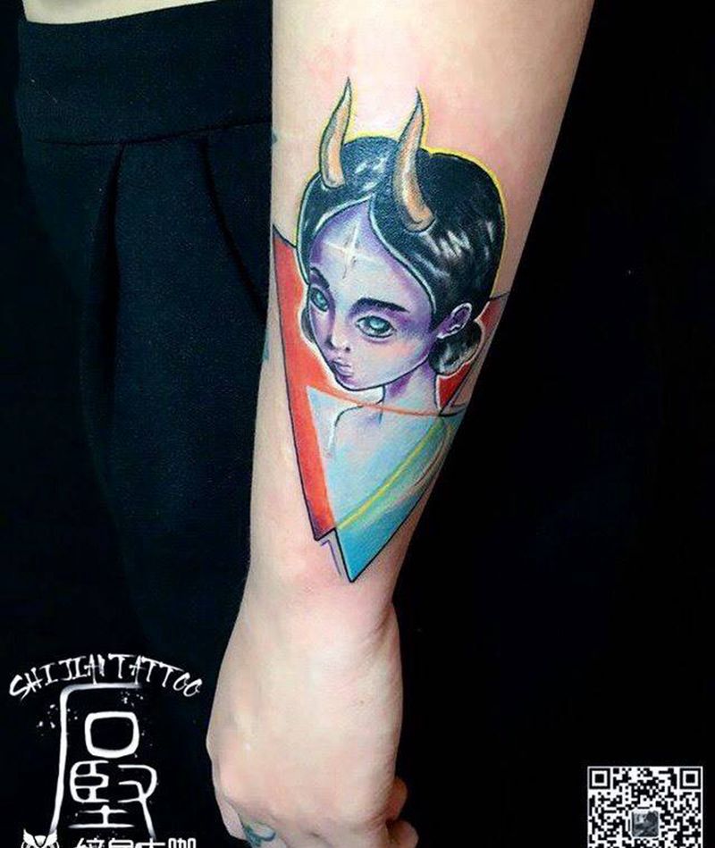 小魔鬼纹身图片_原创成品纹身图案