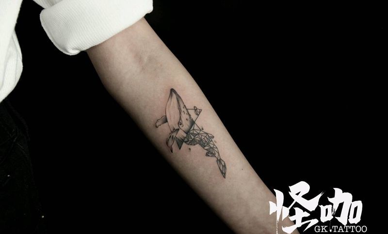 几何鲸鱼纹身图片_