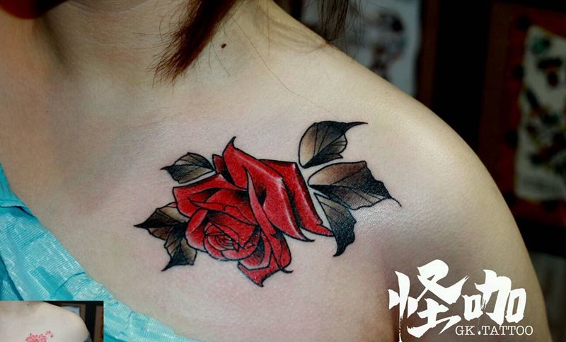 遮盖纹身图片_肩部纹身图案