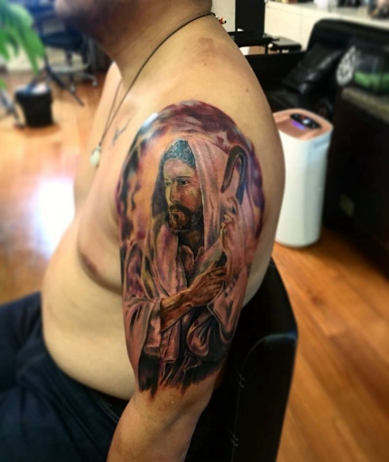 耶稣纹身图片_人物纹身图案