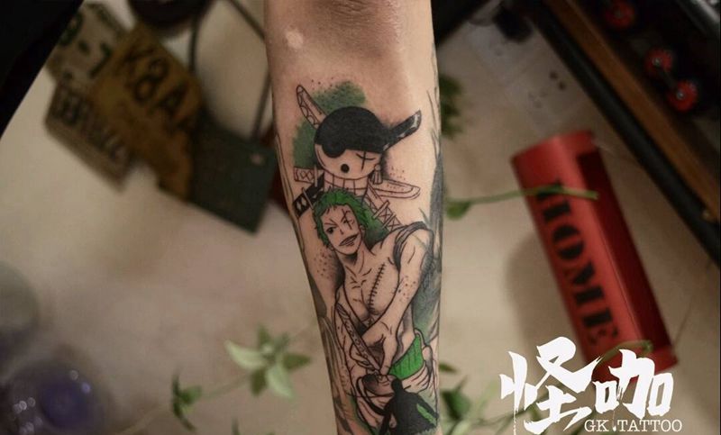 海贼王索隆纹身图片_手臂纹身图案